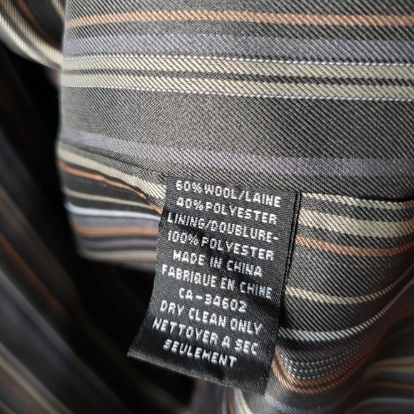 Mario Serrani wool blend black & gray pinstripe short sleeve cape coat sz 14 - Picture 9 of 9